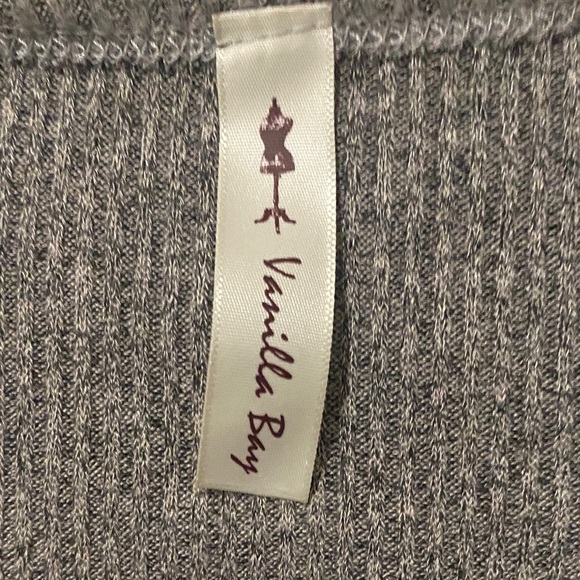 Taupe Long Sleeve Ribbed maternity Top - Picture 2 of 2